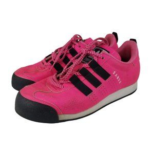 Adidas Girls Kids Youth Sz 4.5 Pink Black Leather Lace Up Athletic Shoes